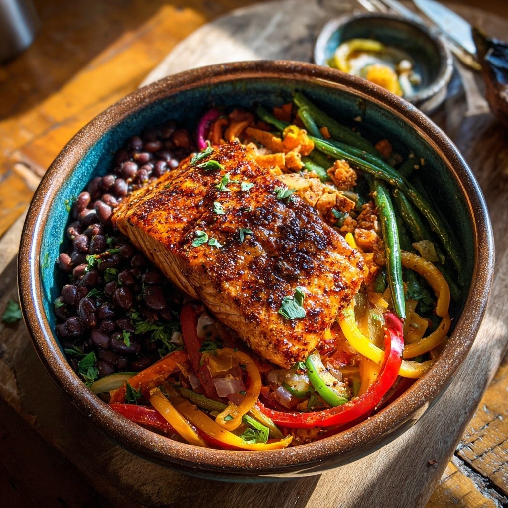 Chipotle Salmon and Black Bean Bowl