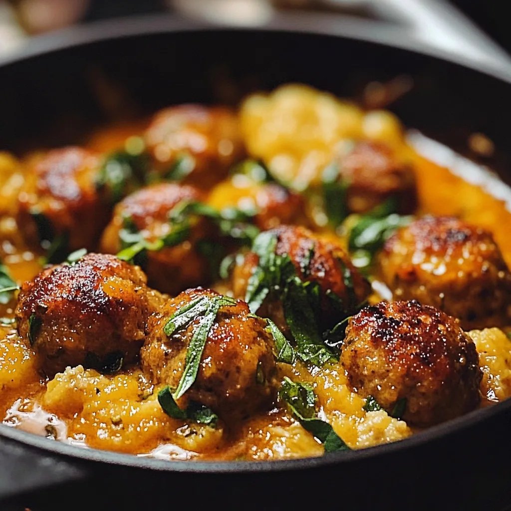 Turkey Meatballs in Pumpkin Sage Sauce