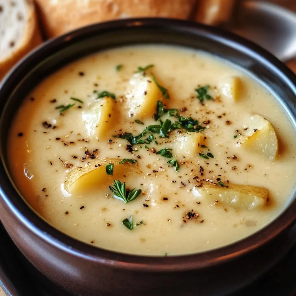 Hearty Cheddar Garlic Herb Potato Soup