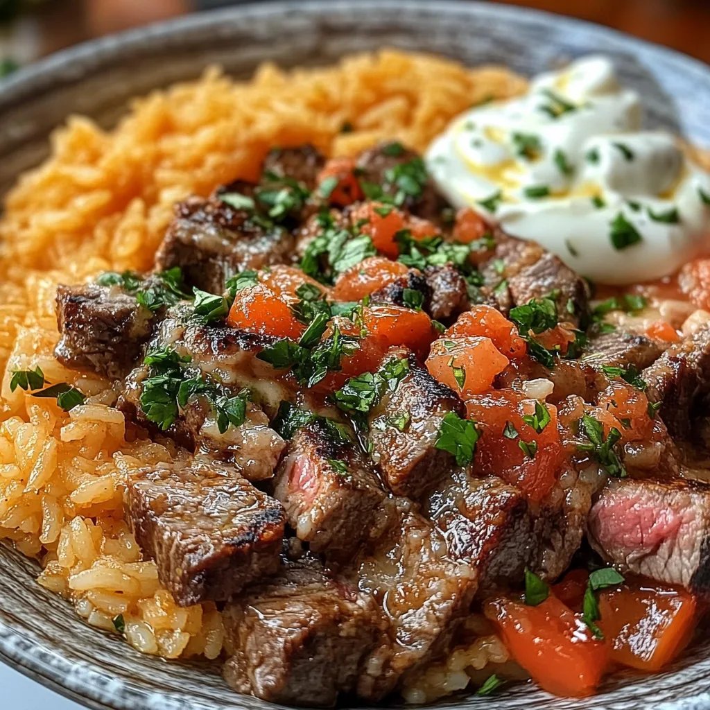Creamy Queso Rice w/ Juicy Steak Strips: An Incredible 5-Star Recipe