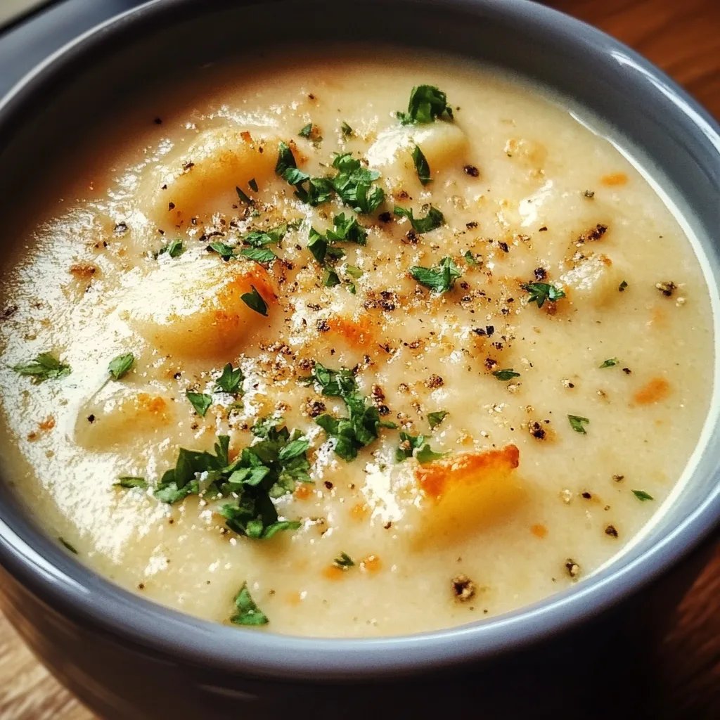 Creamy Cheddar Garlic Herb Potato Soup
