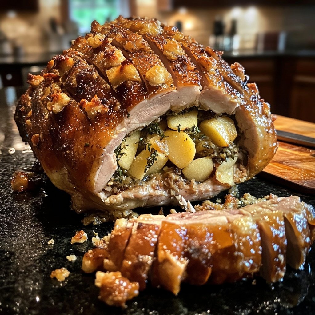 Roasted Christmas Goose with Apple and Herb Stuffing