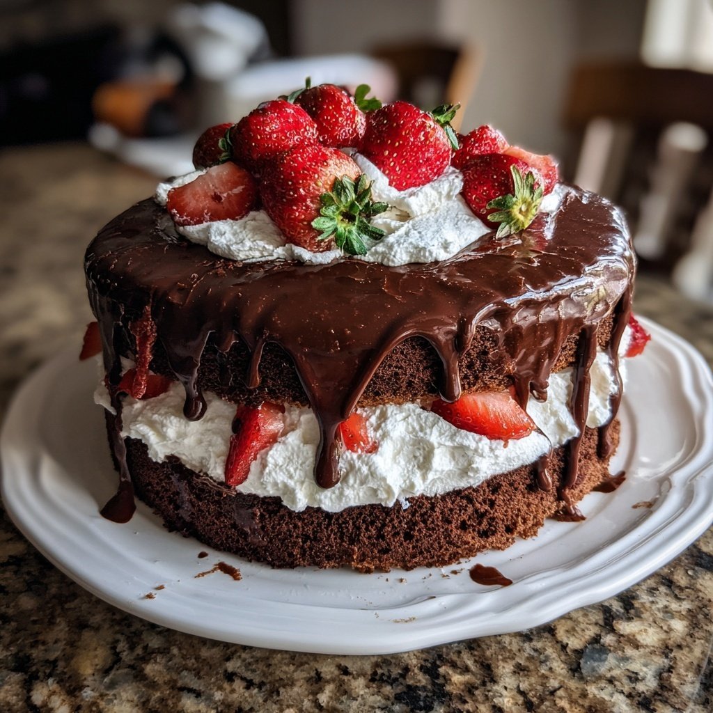 Chocolate Strawberry Shortcake Layer Cake