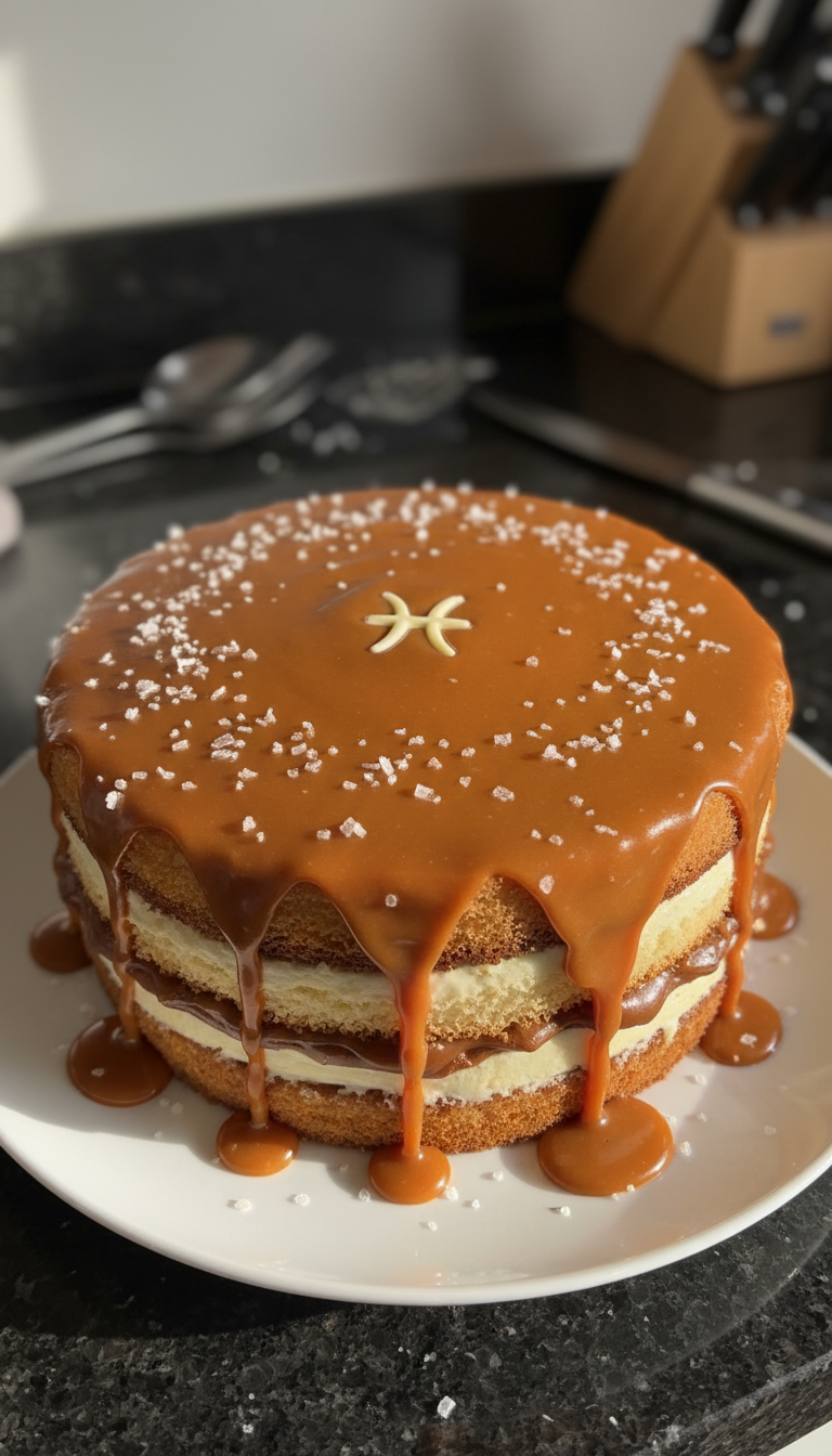 Pisces Caramel Cake