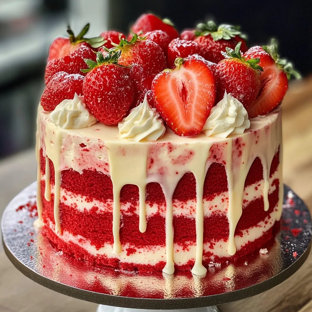 Strawberry Red Velvet Cream Cake