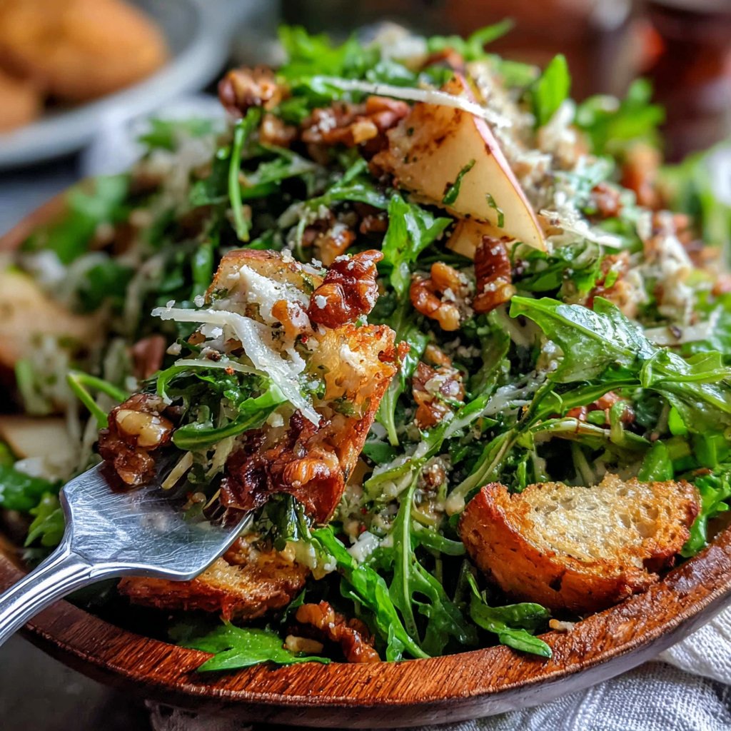 Dandelion Salad with Pear and Walnut