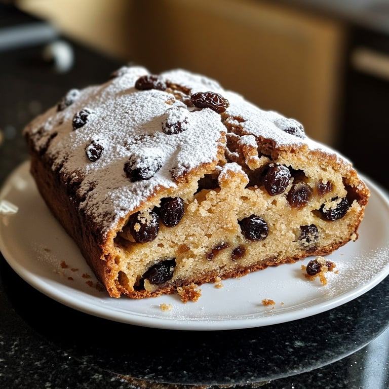 Traditional German Christmas Stollen with Rum-Soaked Raisins