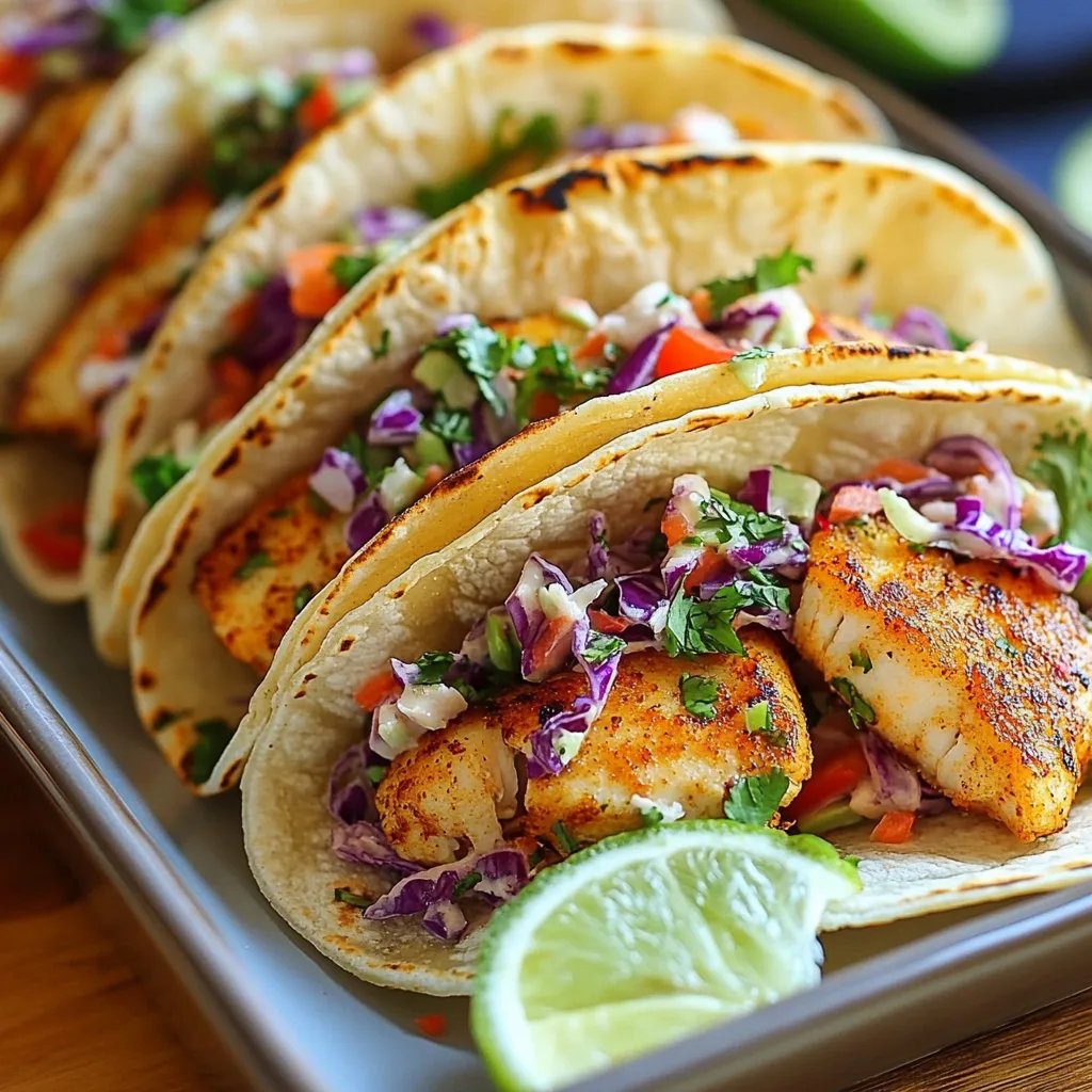 Easy Fish Tacos with Cilantro Lime Slaw