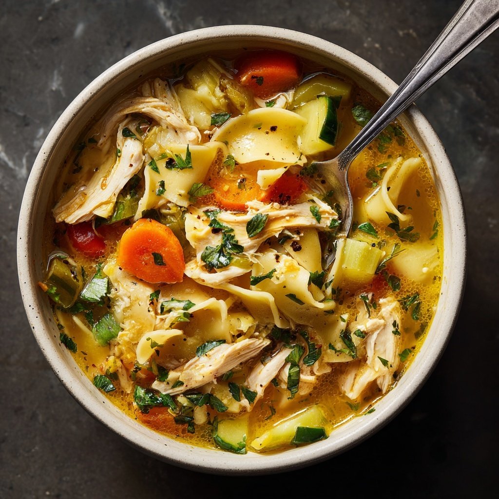 Classic Chicken and Egg Noodles Soup
