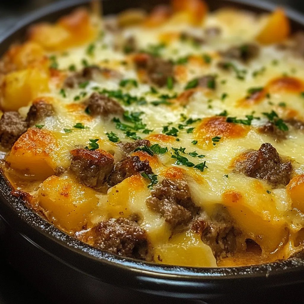 Slow Cooker Steak & Cheddar Potato Casserole