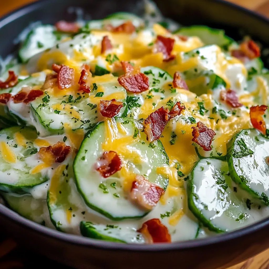 Creamy Cucumber Salad w/ Bacon & Cheese: An Amazing Ultimate Recipe